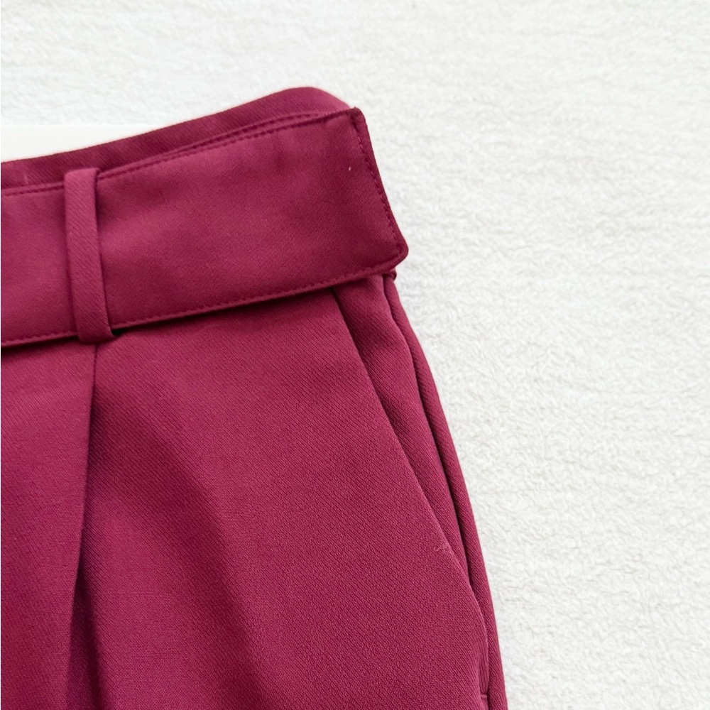 NWT Ann Taylor Petite Belted High Rise Tapered Pants Burgundy Size 0P - Picture 5 of 10